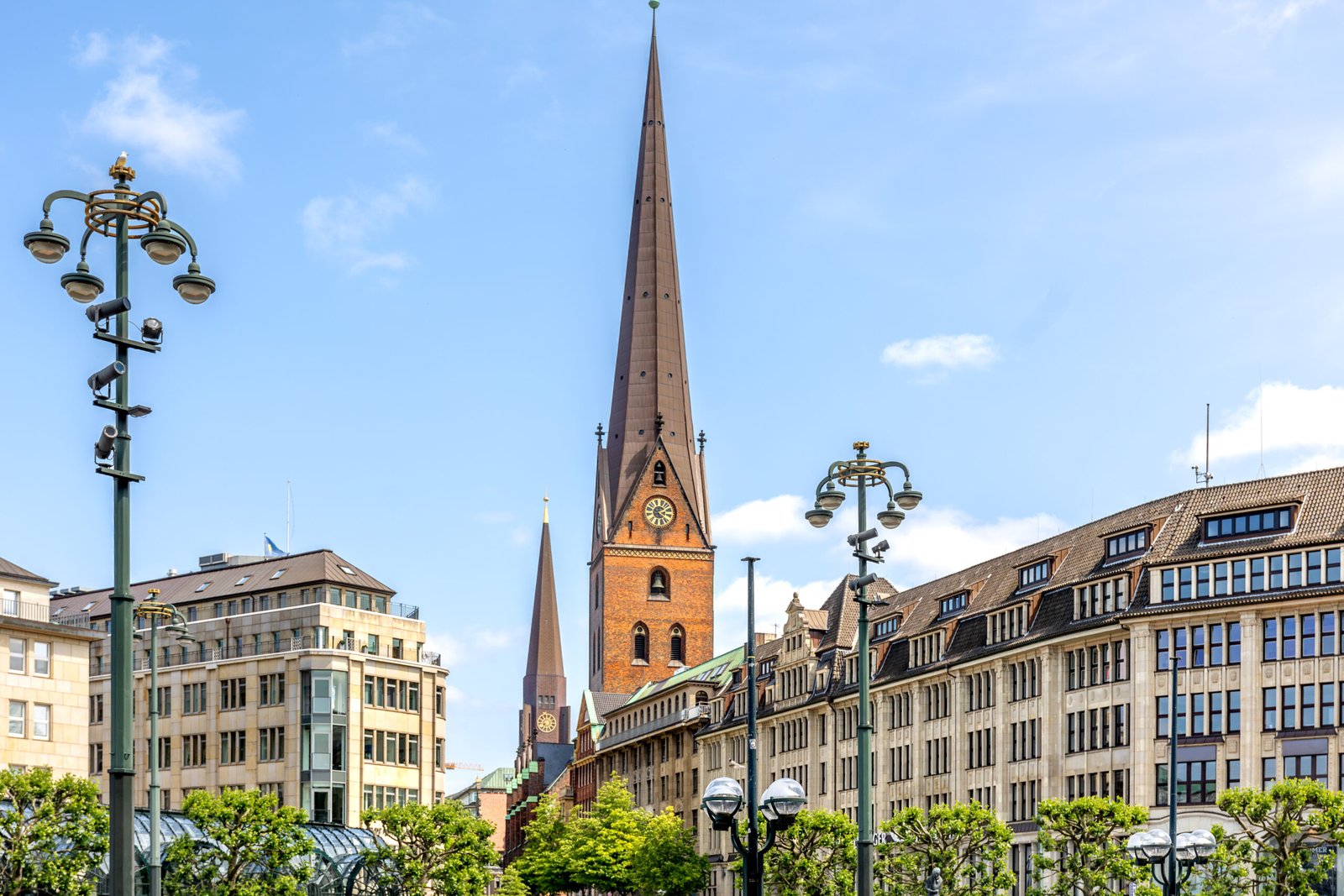 gothic church street lamps historic architecture